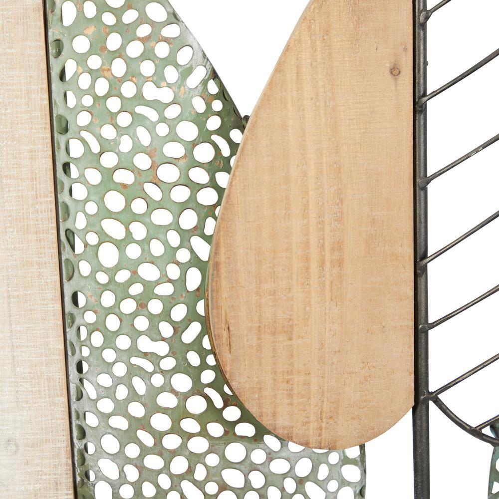 XMVJHOME Modern Leaf Wall Art Sculpture With Metal Wire Accents, Minimalist Botanical Home Decor, Open-Frame Design For Contemporary Interiors