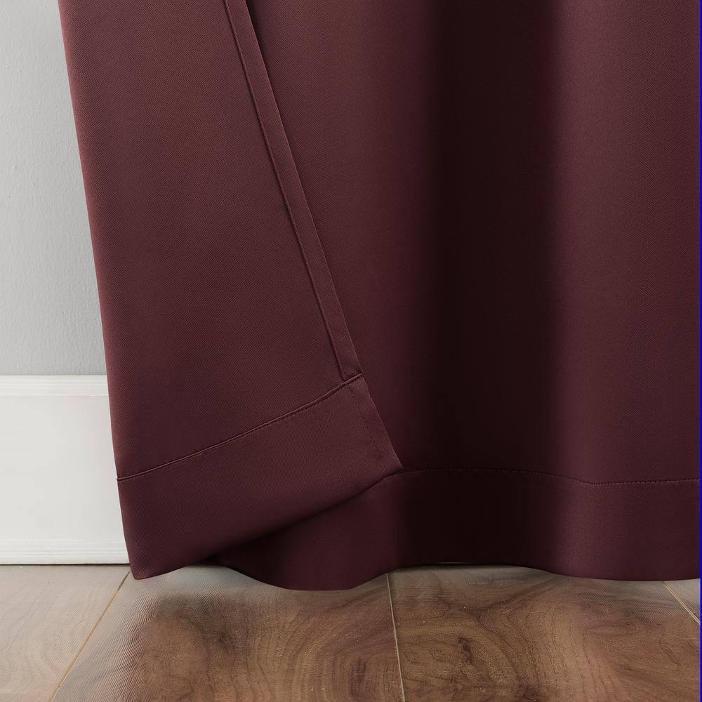 Sun Zero Nolan Energy Saving Blackout Grommet Curtain Panel, 40"x95", Merlot Red