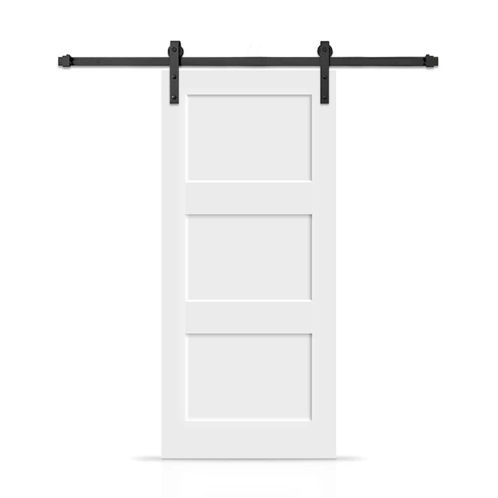 Calhome 3 Panel Shaker Painted Composite Modern Interior Sliding Barn Door with Hardware Kit