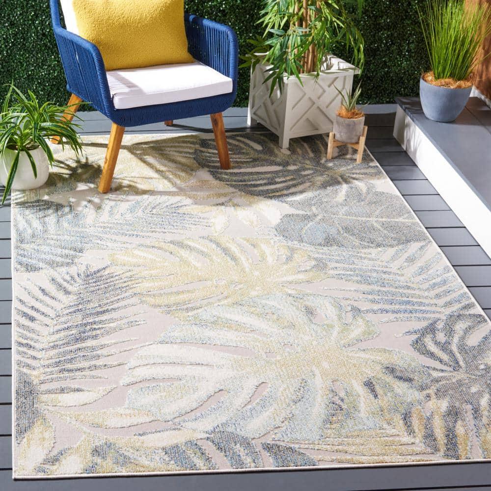 Sarasota SAR112 Power Loomed Area Rug - Light Green/Ivory - 4'5"x6'5" - Safavieh.