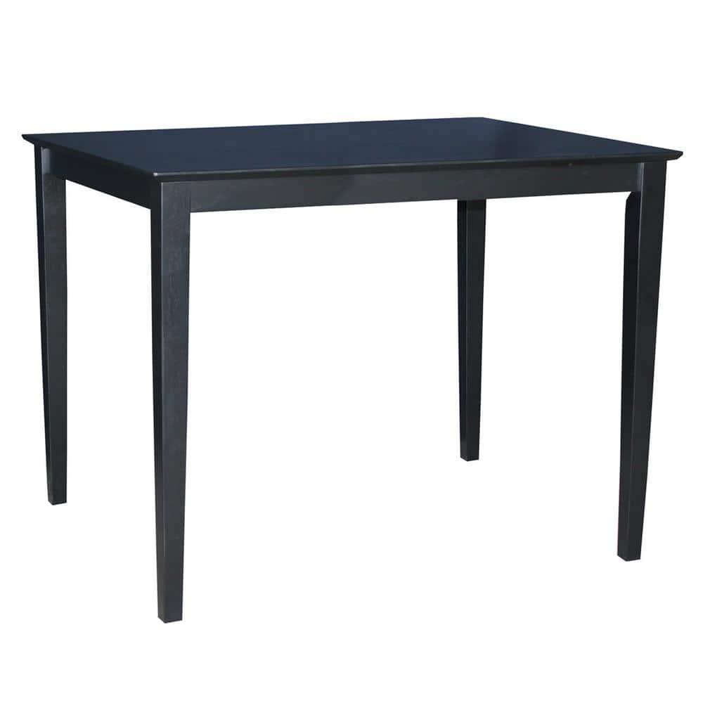 30" x 48" Solid Wood Top Counter Height Table with Shaker Legs Black - International Concepts: Parawood, Non-Extension