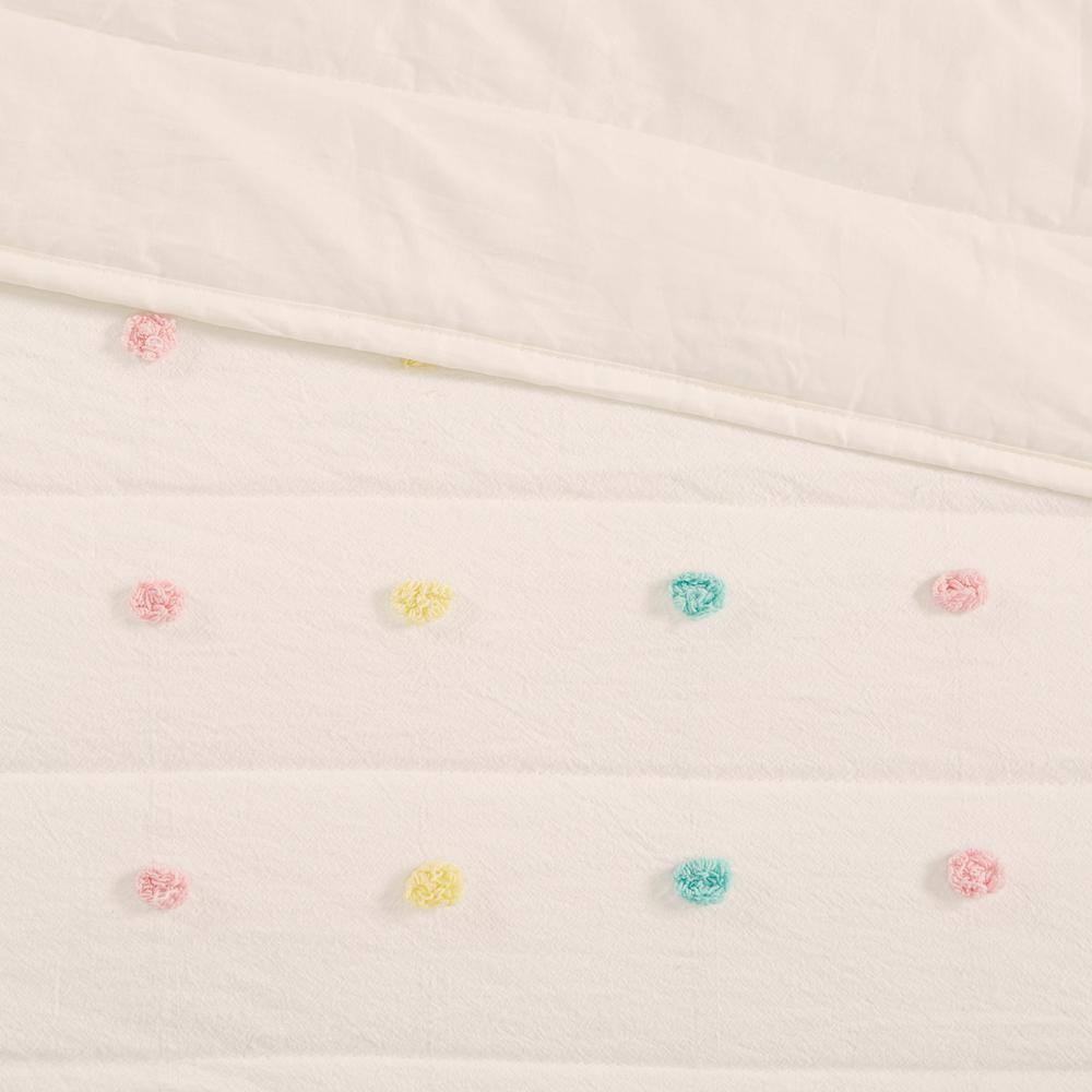 Intelligent Design Kids Callie Pom Pom Cotton Jacquard Quilt Set with Throw Pillows