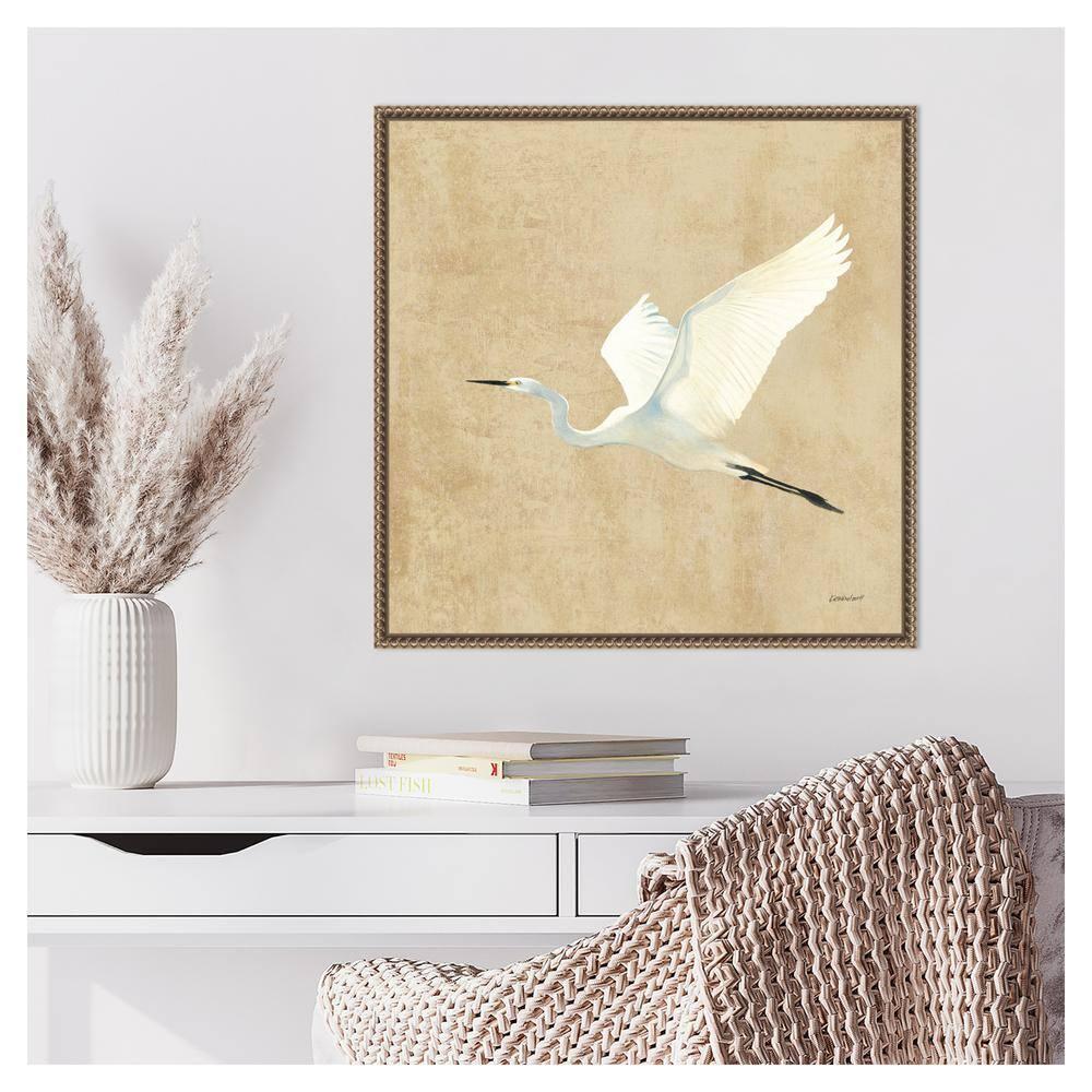 Amanti Art Egret Alighting II by Kathrine Lovell Canvas Wall Art Print Framed 22 x 22-in.