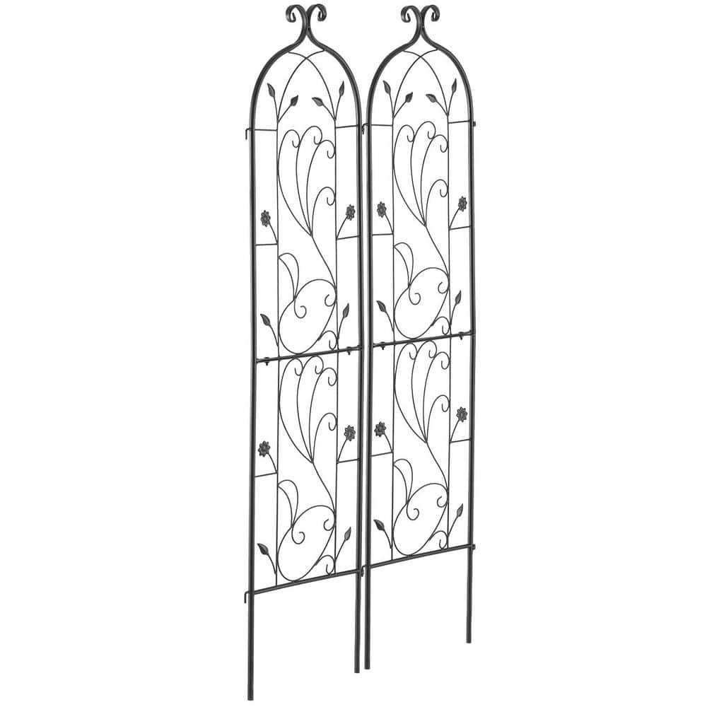 Garden Trellis for Climbing Plants, 60 x 15 in., 2 Packs Rustproof Metal Garden Flower Trellis, Climbing Rose Trellis