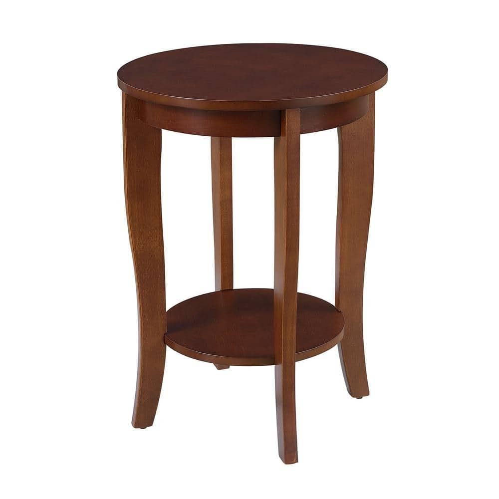 Elegant Mahogany Round End Table with Lower Shelf, 18"