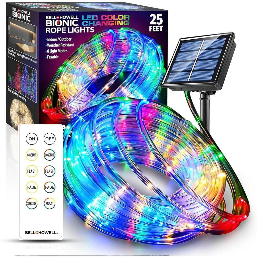 Bell + Howell Bionic 25 Ft Color Changing LED Rope Lights, USB and Solar Powered