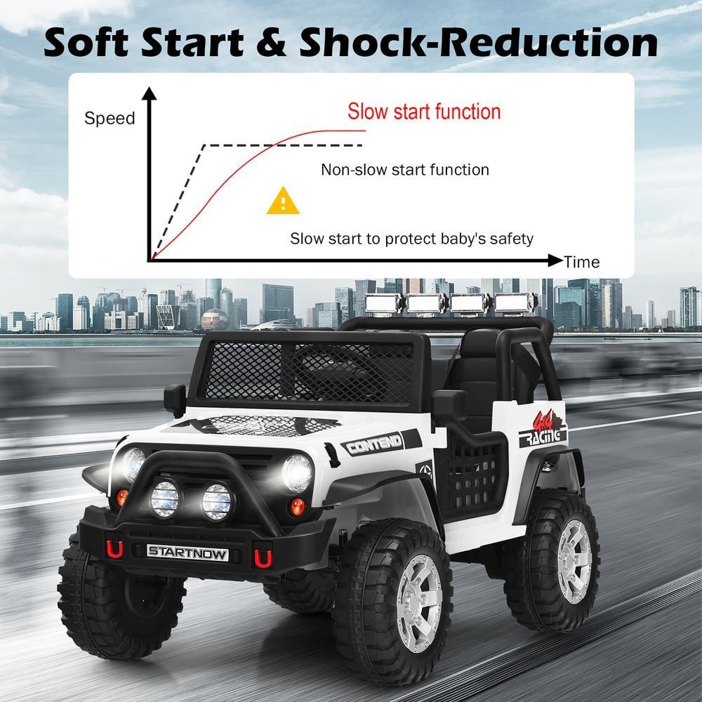 Costway 12V Kids Ride On Truck Remote Control Electric Car with Lights&Music White