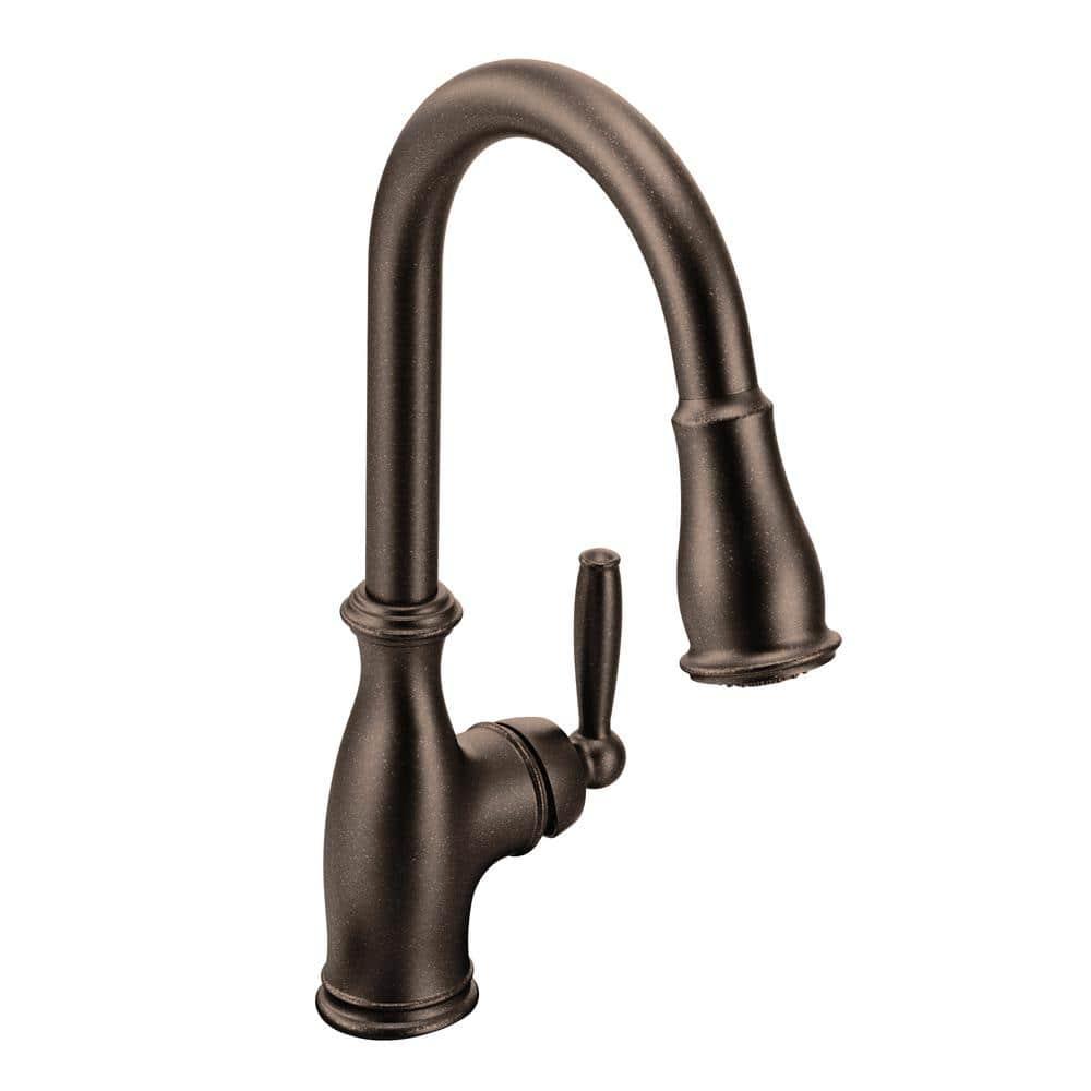 Moen MOEN Brantford Single-Handle Pull-Down Sprayer Kitchen Faucet with Reflex and Power Boost in Oil Rubbed Bronze 7185ORB