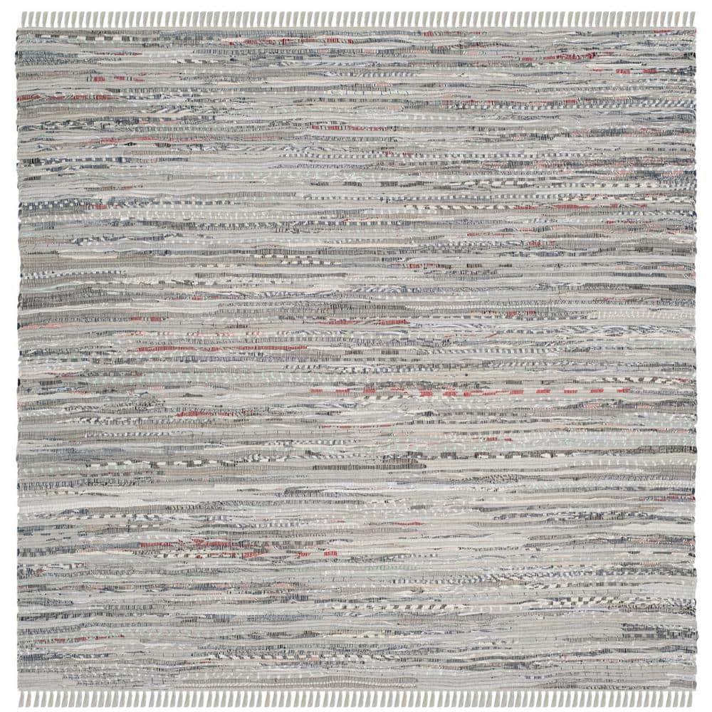 Rag Rug RAR121 Hand Woven Indoor Area Rug - 9'x9' - Grey - Safavieh
