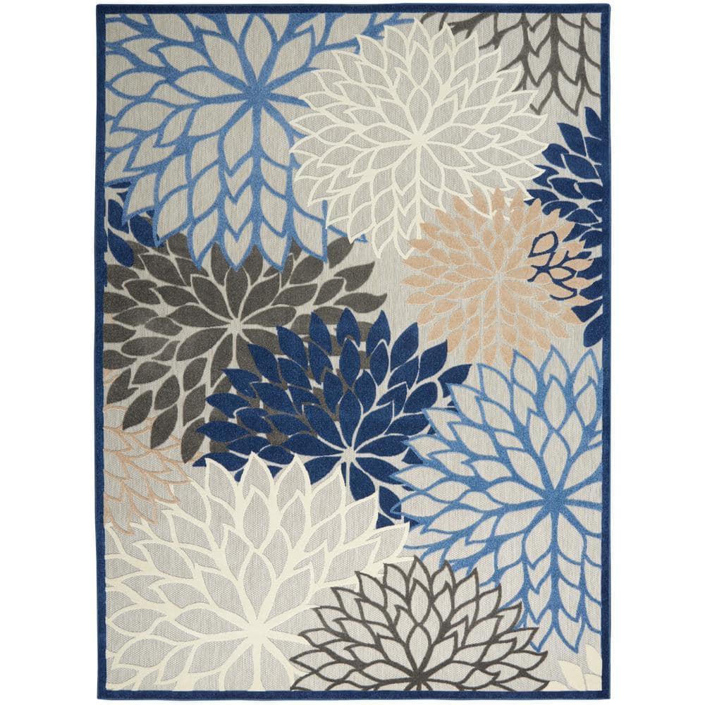Nourison Aloha Floral 12' x 15' Blue Multicolor Tropical Indoor/Outdoor Area Rug