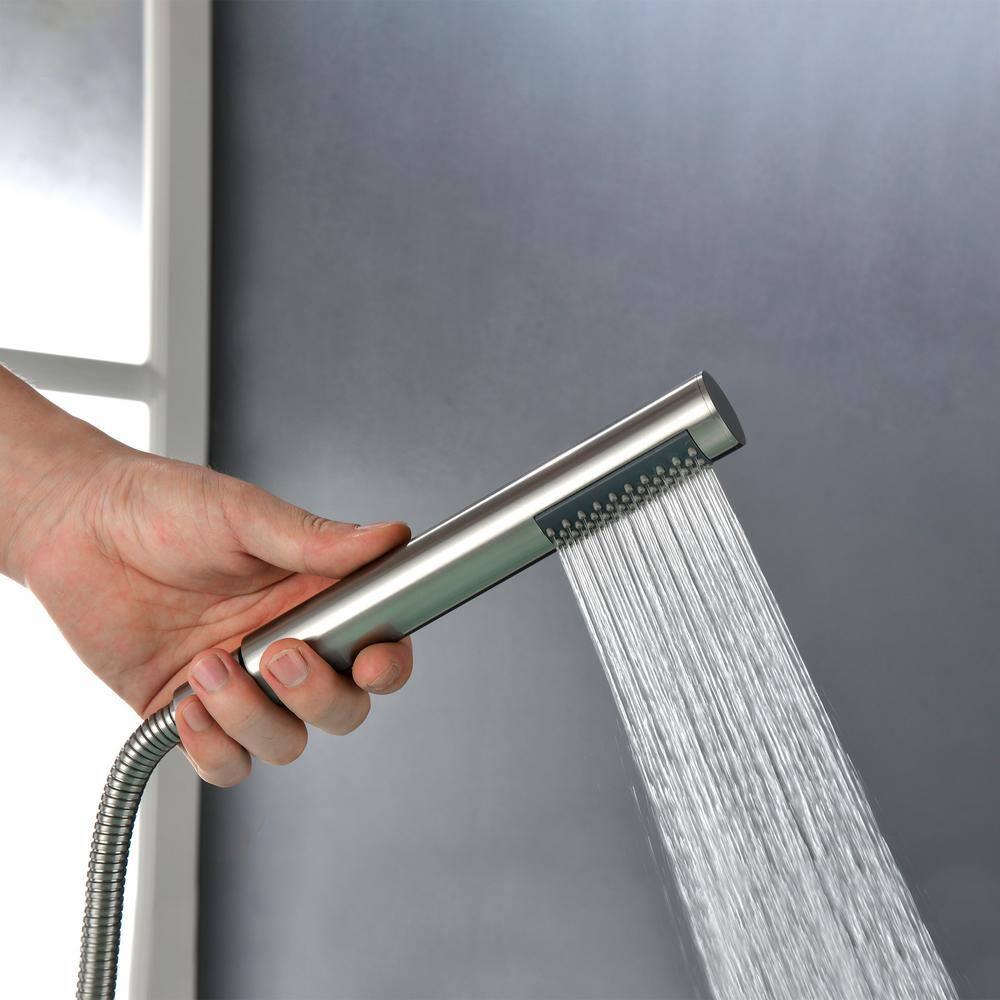 Double Handle Floor Mounted Freestanding Tub Filler With Handshower