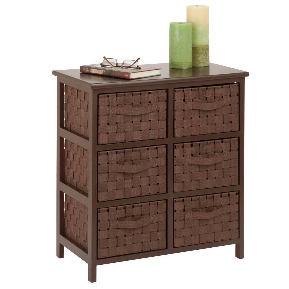 Honey-Can-Do Wood and Polypropylene Woven 6-Drawer Storage Chest, Brown
