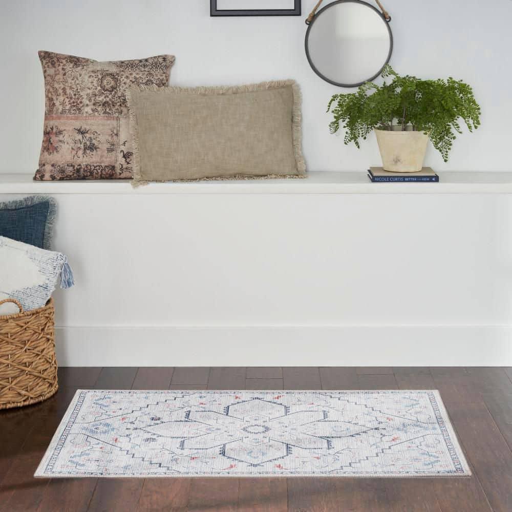 Bungalow Rose Oriental Machine Washable Area Rug in Gray