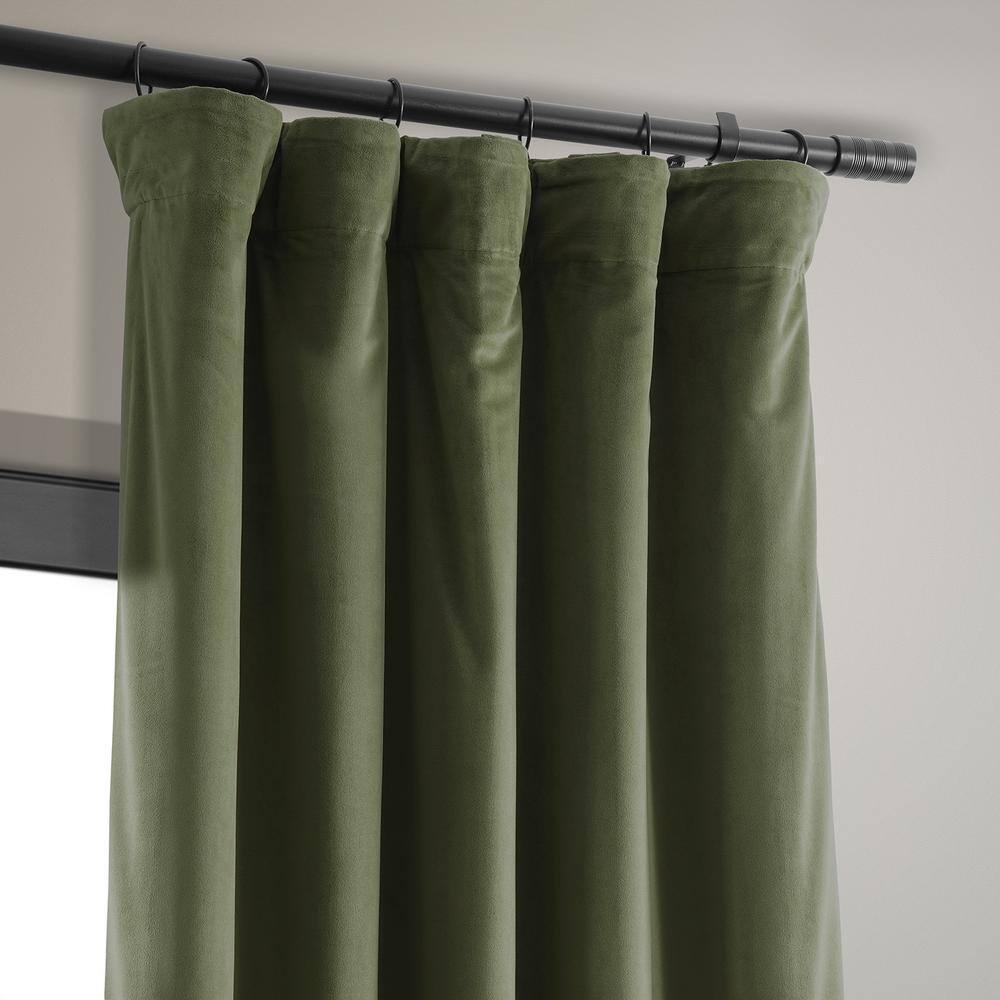 Half Price Drapes Signature Hunter Green Velvet Blackout Curtains For Bedrooms (1 Panel), 50WX 84L