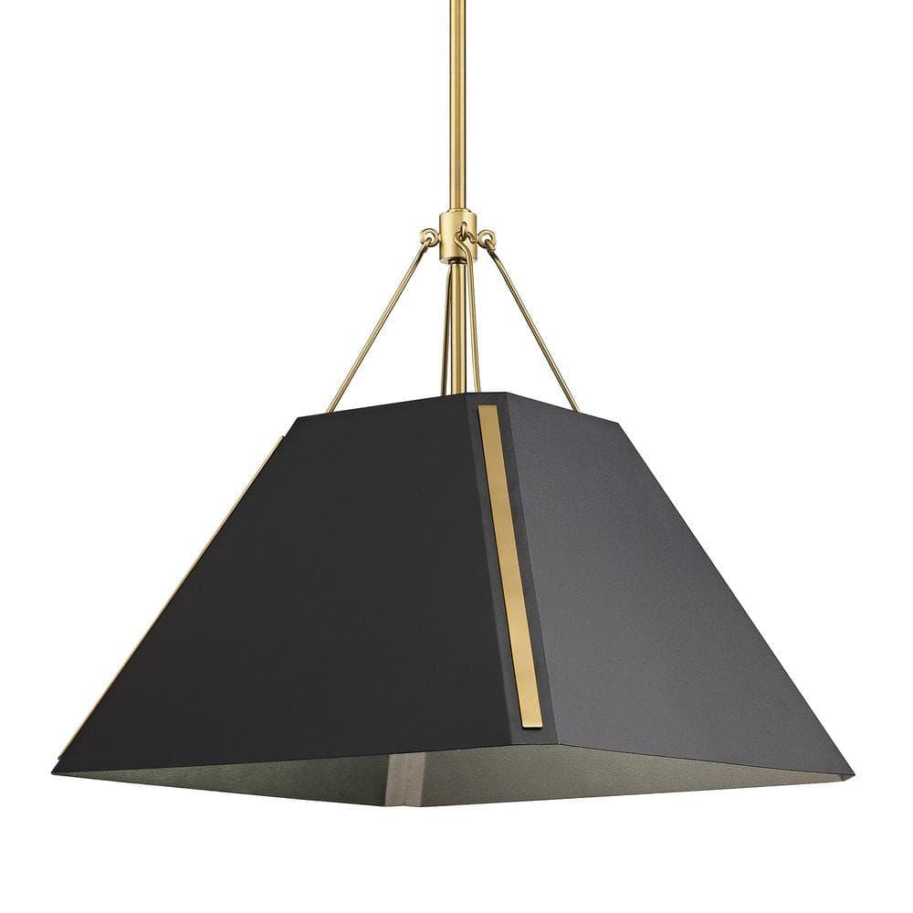 Golden Lighting Ranik 1-Light Pendant in Brushed Champagne Bronze with Natural Black