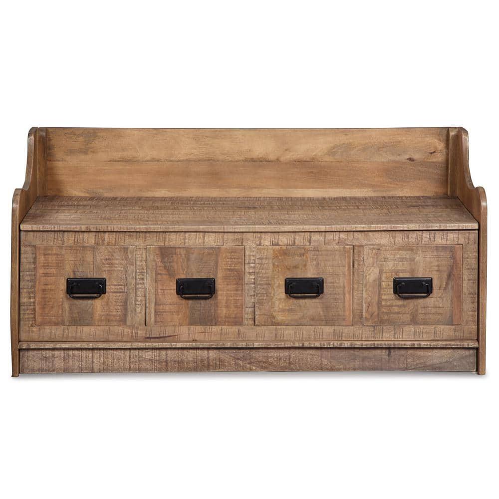 Garrettville Storage Bench Brown - Signature Design by Ashley: Solid Wood, Entryway, Ottoman, End-of-Bed