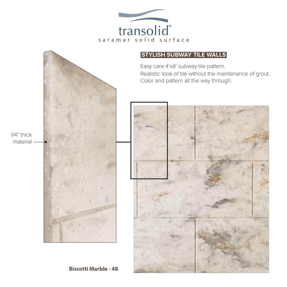 Transolid SaraMar 60'' W 36'' D 72'' H Glue Up Solid Surface Wall