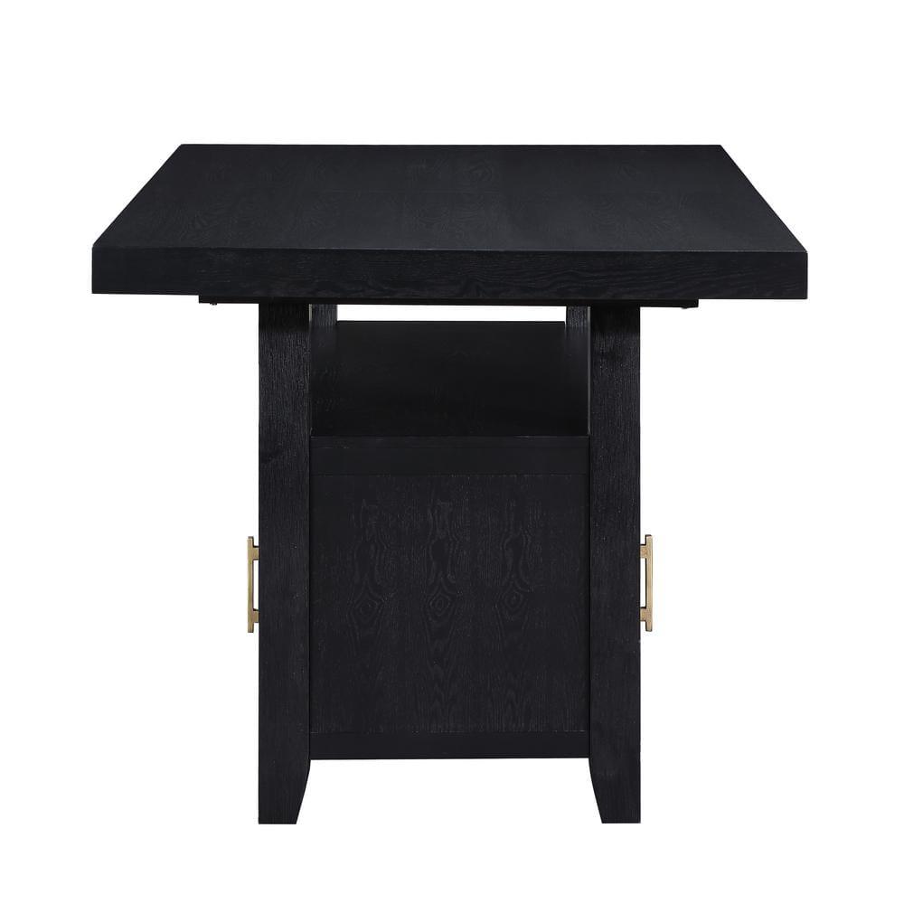 Yves Charcoal Wood Extendable Counter Height Dining Table with Storage