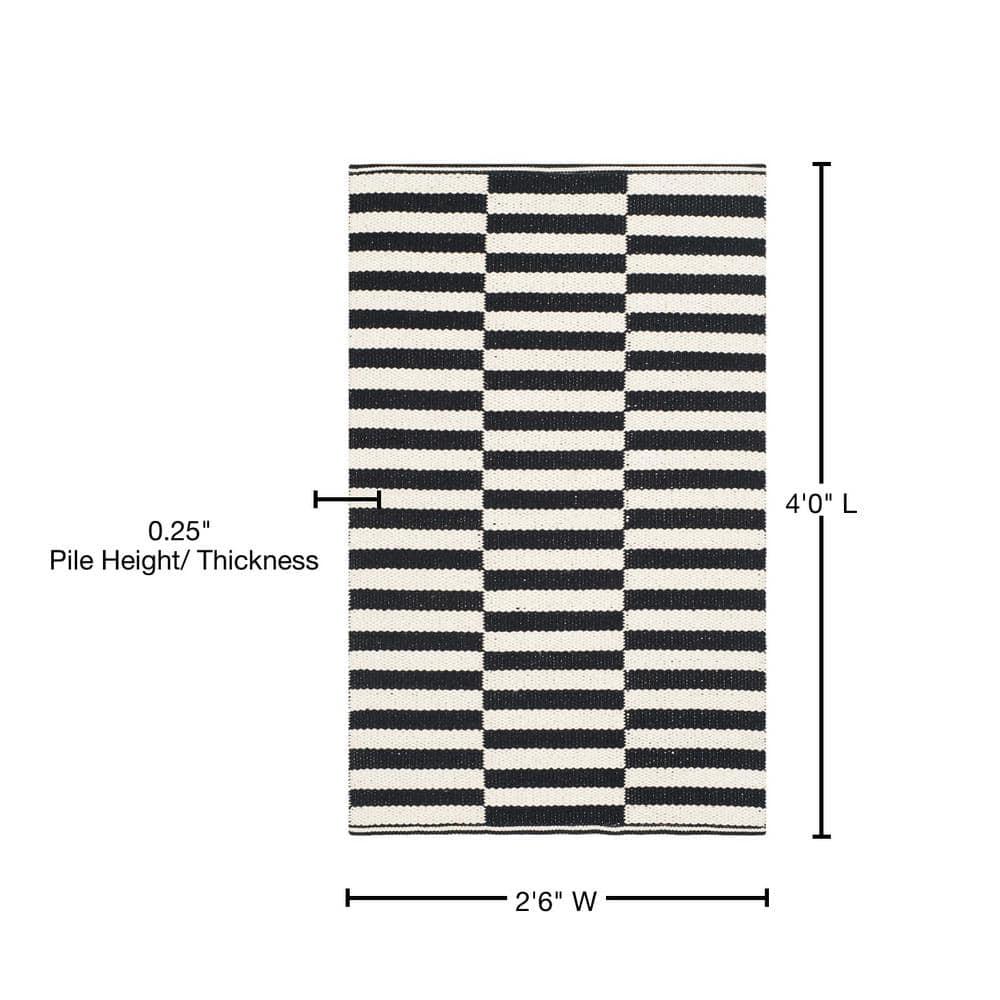 Montauk MTK715 Hand Woven Indoor Accent Rug - Ivory/Black - 2'6"x4' - Safavieh