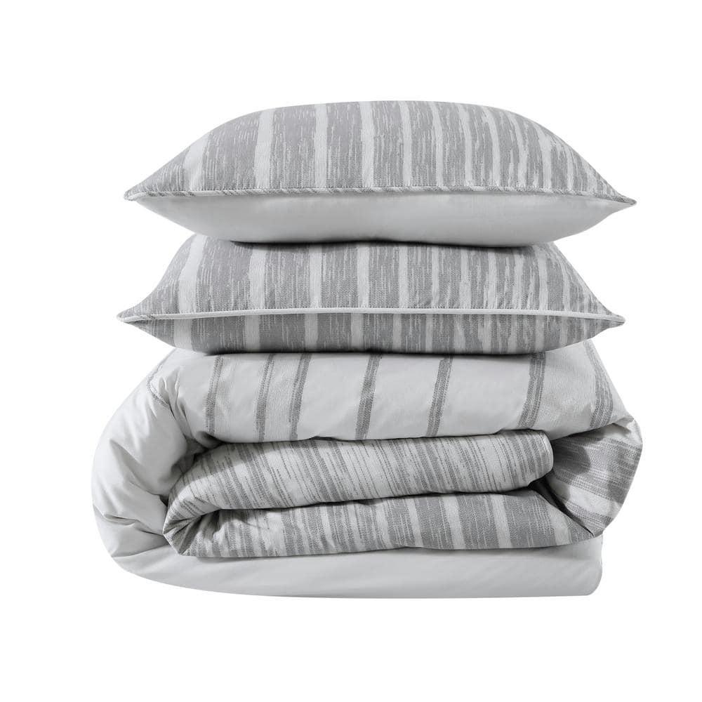 Kenneth Cole Kenneth Cole Abstract Stripe Cotton Grey Comforter Set