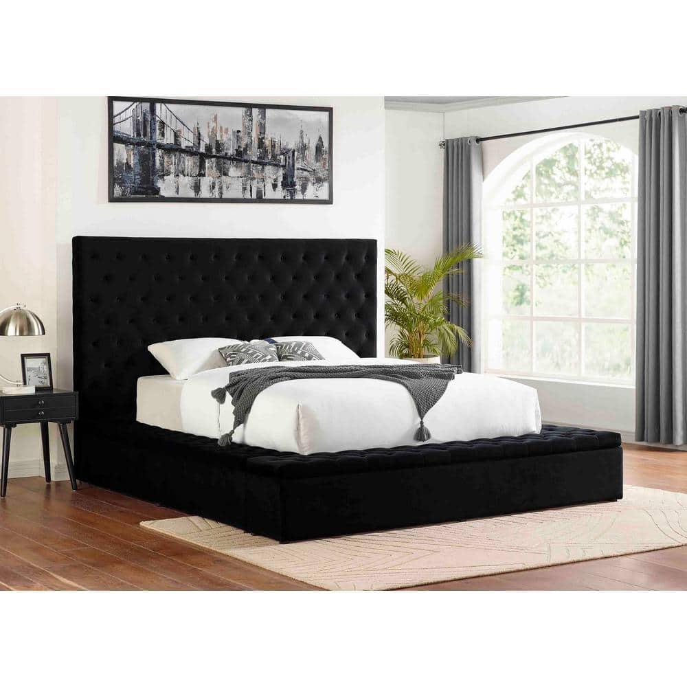 Best Master Furniture Upholstered Panel Storage Bed