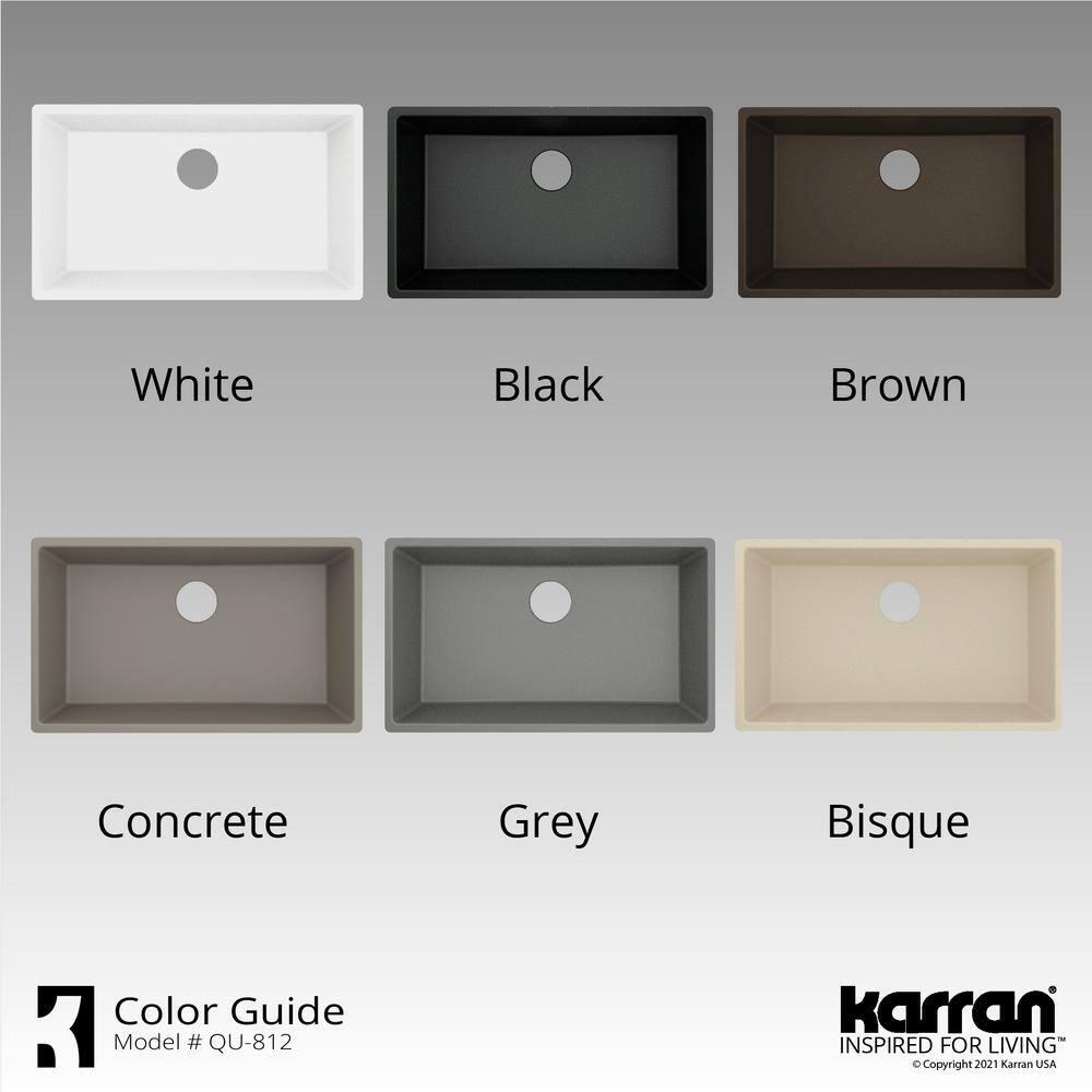 Karran Quartz 32-1/4'' X 19-1/4'' Large Single Bowl Undermount Kitchen Sink
