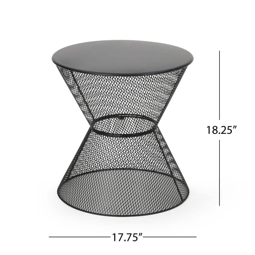 Noble House Nevada Outdoor Iron Side Table in Matte Black