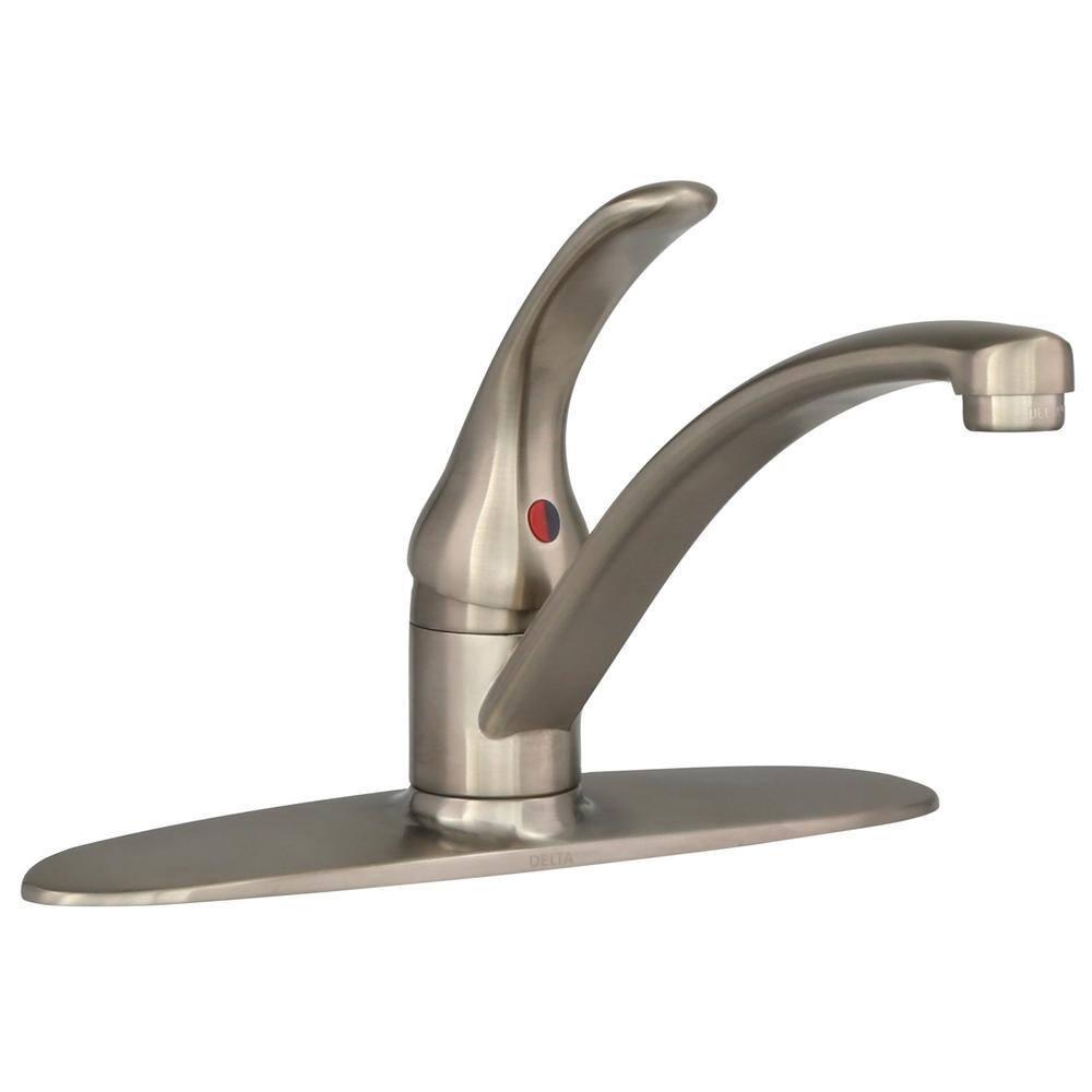 Delta Foundations Single-Handle Kitchen Sink Faucet with Side Sprayer, 4-Hole Kitchen Faucet B4410LF-SS