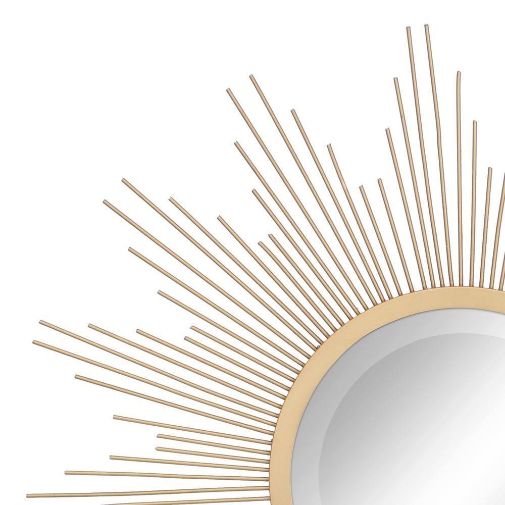 23" Metal Sunburst Wall Mirror Gold - Stonebriar Collection: Antique Finish, Boho Style, Easy to Install