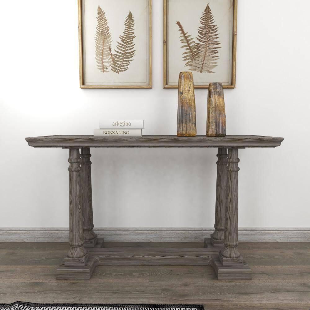 Wood Console Table Light Brown - Olivia & May: Rustic Fixed Shelf, Indoor Use