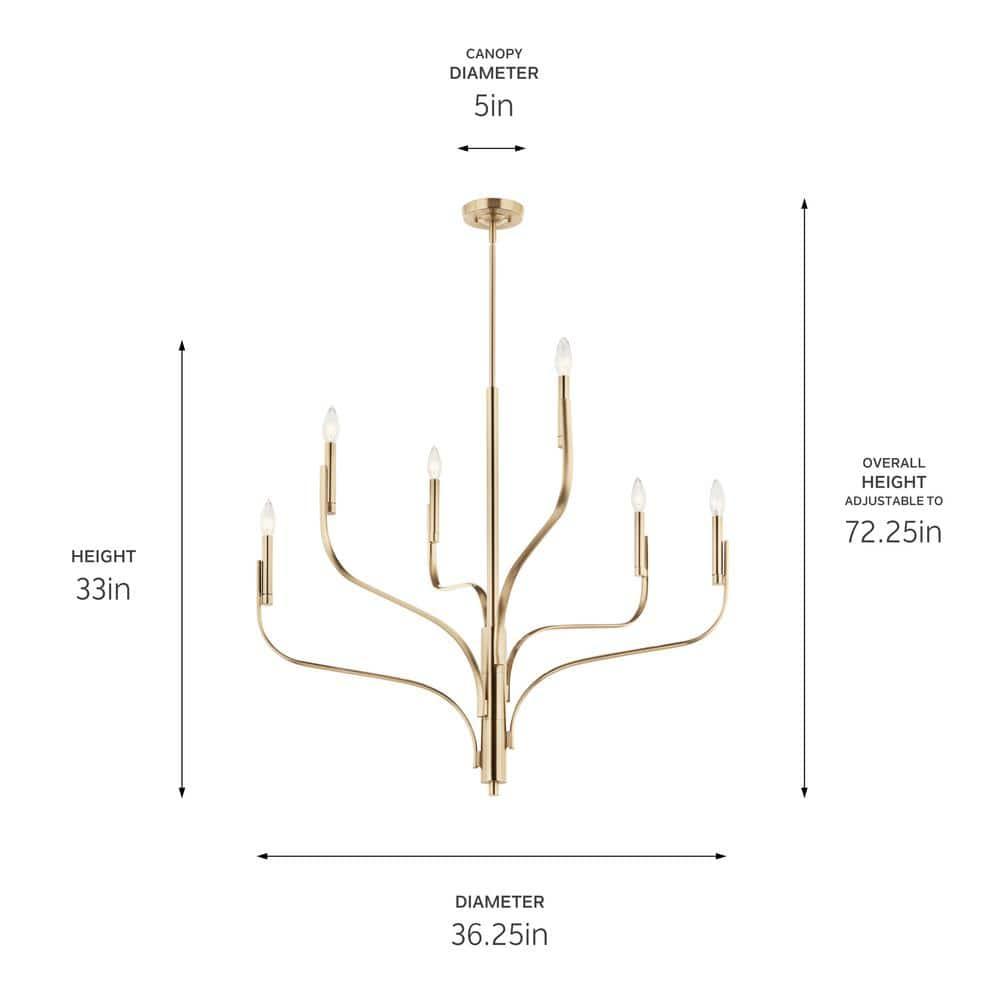 52673CPZ-Kichler Lighting-Livadia - 6 Light Chandelier-33 Inches Tall and 36.25 Inches Wide-Champagne Bronze Finish