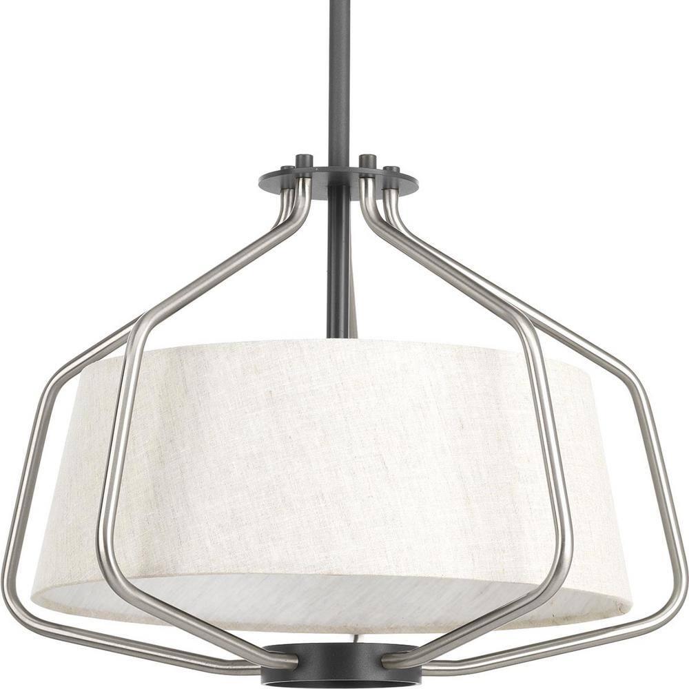 P350102-009-Progress Lighting-Hangar - Close-to-Ceiling Light - 2 Light - Drum Shade in Farmhouse style - 16 Inches wide by 13.25 Inches high-Brushed