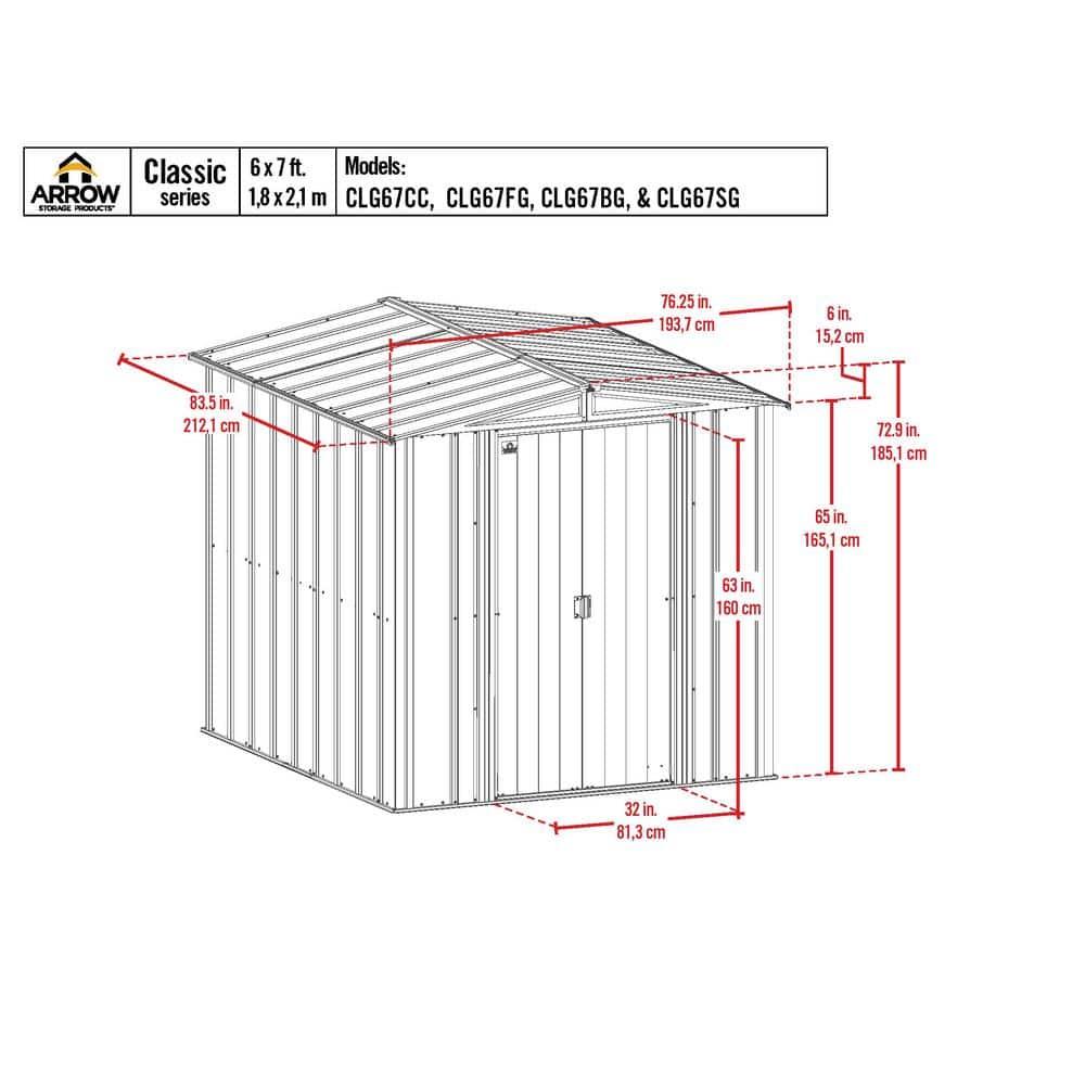 Arrow 6 ft. W x 7 ft. D Steel Vertical Storage Shed