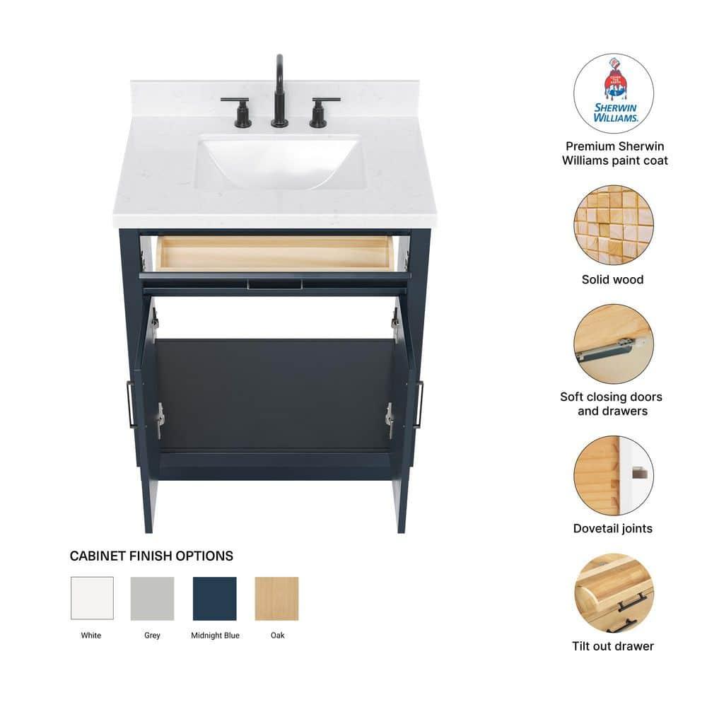 Tidworth 30.25'' Single Bathroom Vanity with Carrara Quartz Top