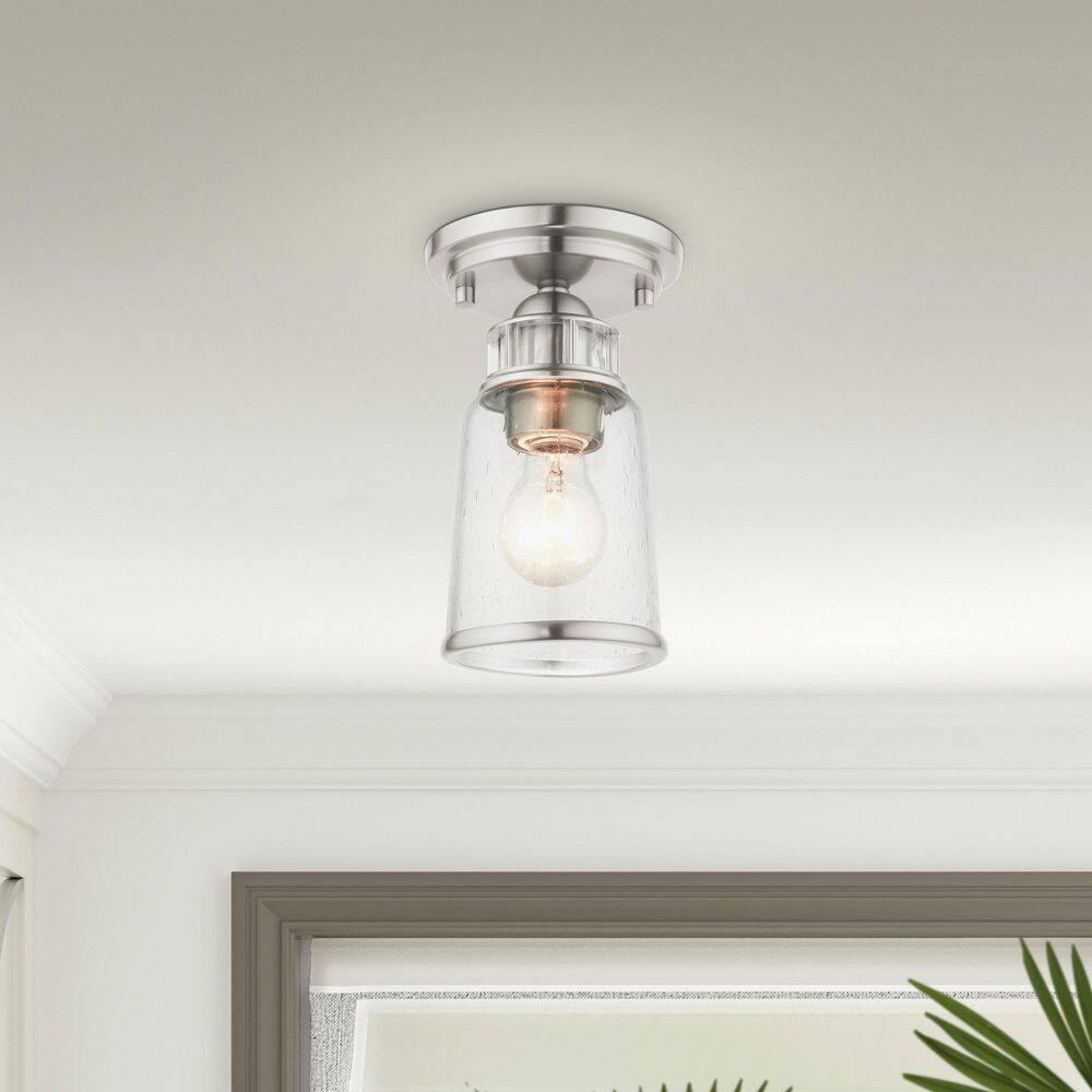 Livex Lighting Lawrenceville 1 - Light Flush Mount in  Brushed Nickel