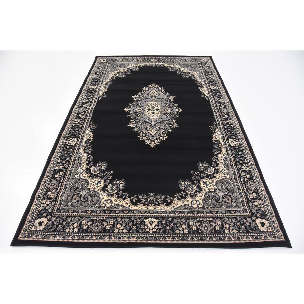 Unique Loom Reza Collection Traditional Persian Style Area Rug, Rectangular 5' 0" x 8' 0", Black/Beige