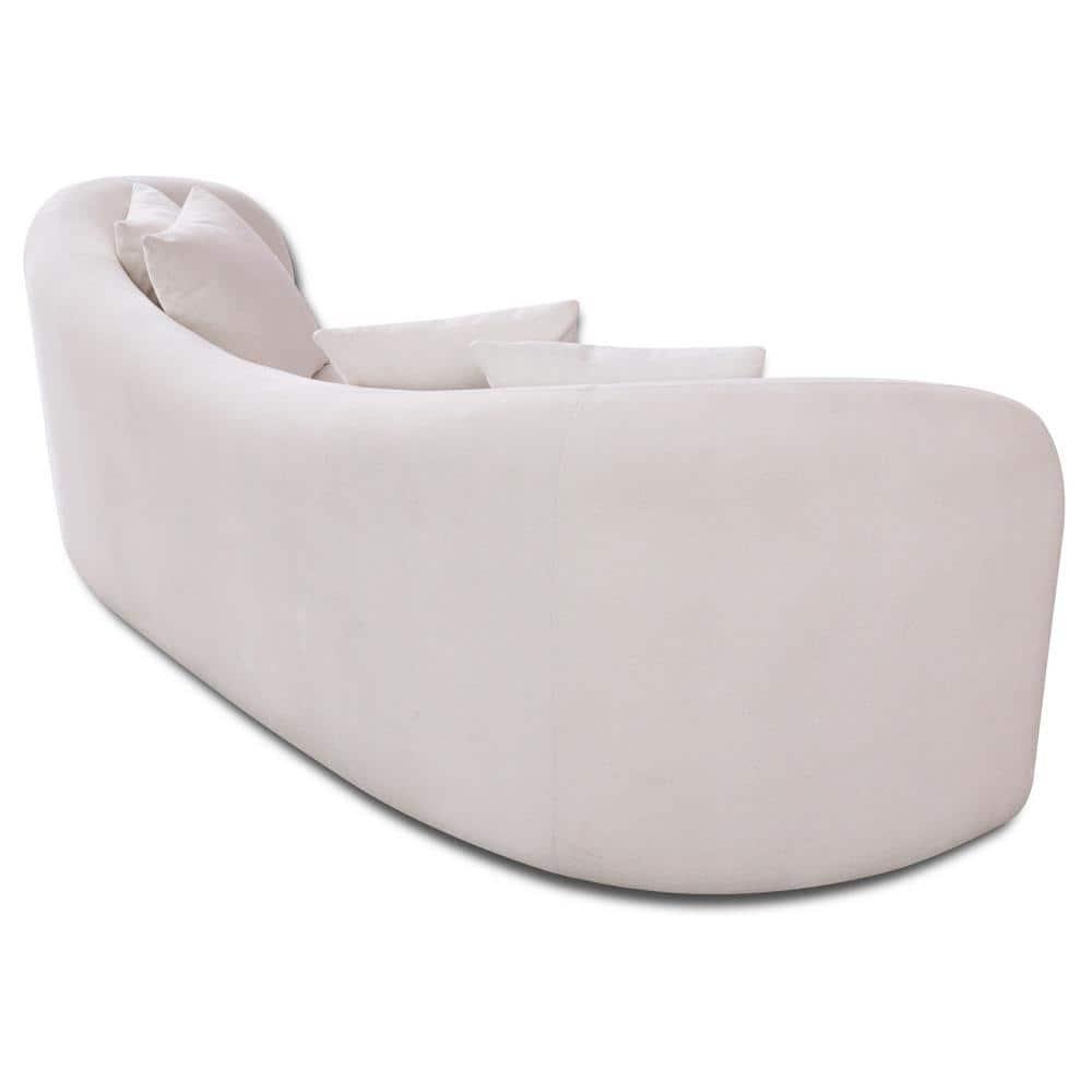 White Microfiber Mid-Century Modern Tight Back Sofa