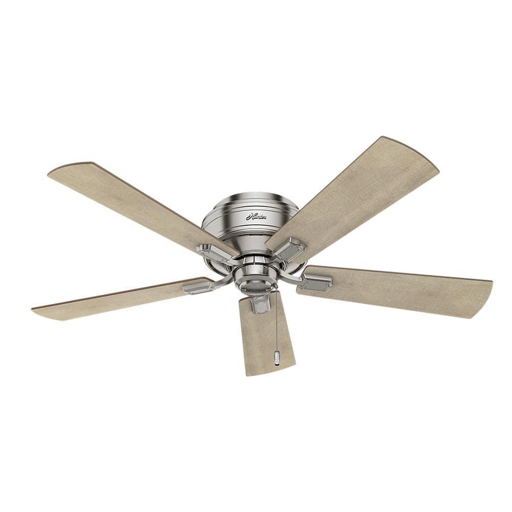52" Crestfield Low Profile Ceiling Fan (Includes LED Light Bulb) Brushed Nickel - Hunter Fan: 5-Blade, 3-Speed, Flush Mount, Reversible Motor