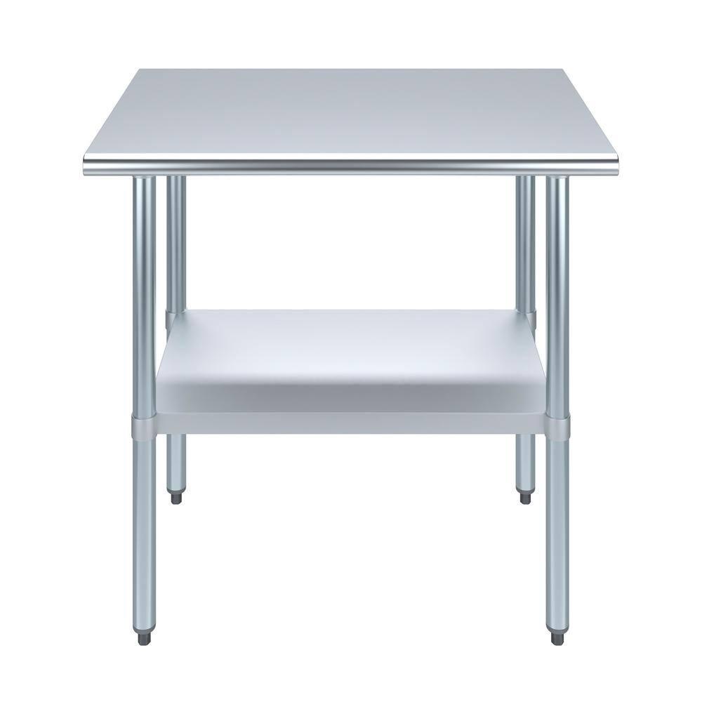 Amgood Stainless Steel Work Table with Undershelf. Metal Prep Table. NSF - Certified