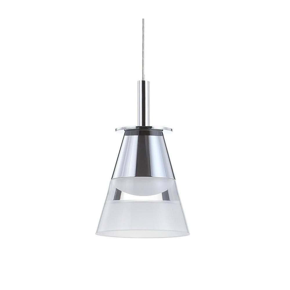 JONATHAN  Y Alain 5" Adjustable Cascading Metal Integrated Cluster Glam Chrome/White Transitional Cone Integrated LED Mini Hanging Pendant light