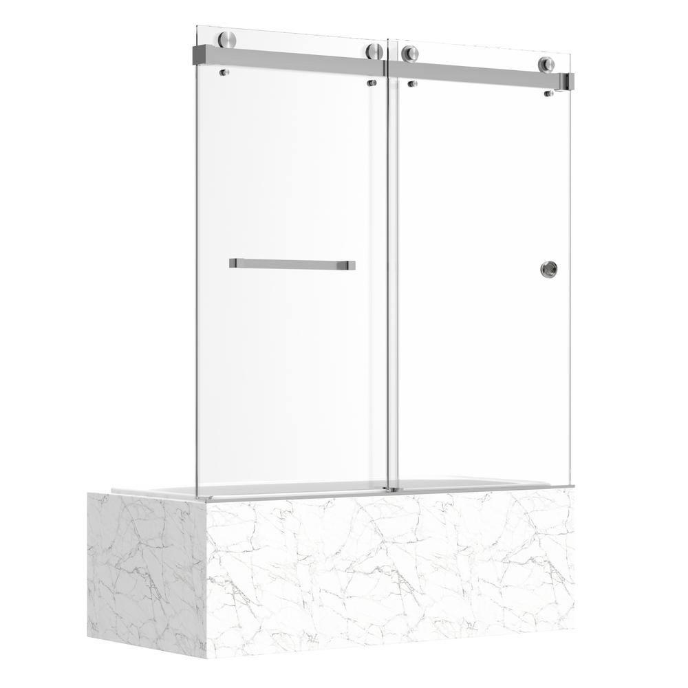 AZUPIN 60'' W 66'' H Frameless Rectangle Reversible Shower Enclosure AZ-DS01-6066-BR