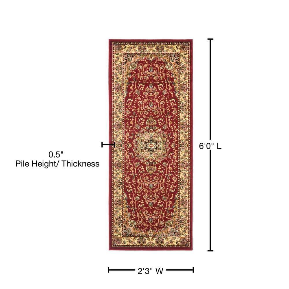Lyndhurst LNH329 Power Loomed Runner Rug - Red/Ivory - 2'3"x6' - Safavieh