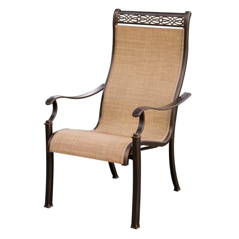 Hanover Monaco 7-Piece Outdoor Patio Dining Set with 4 PVC Sling Dining Chairs, 2 Swivel Rockers, and 40" x 68" Porcelain Tile Rectangular Dining Table | MONACO7PCSW