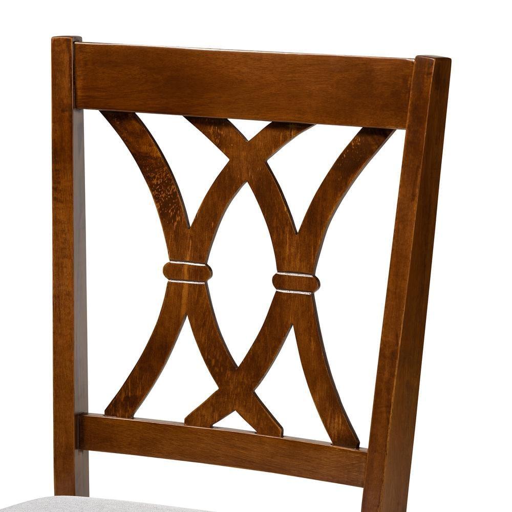 7pc Augustine Fabric Upholstered Dining Set Gray/Walnut Brown - Baxton Studio: Wood Frame, Foam Fill, Modern Style