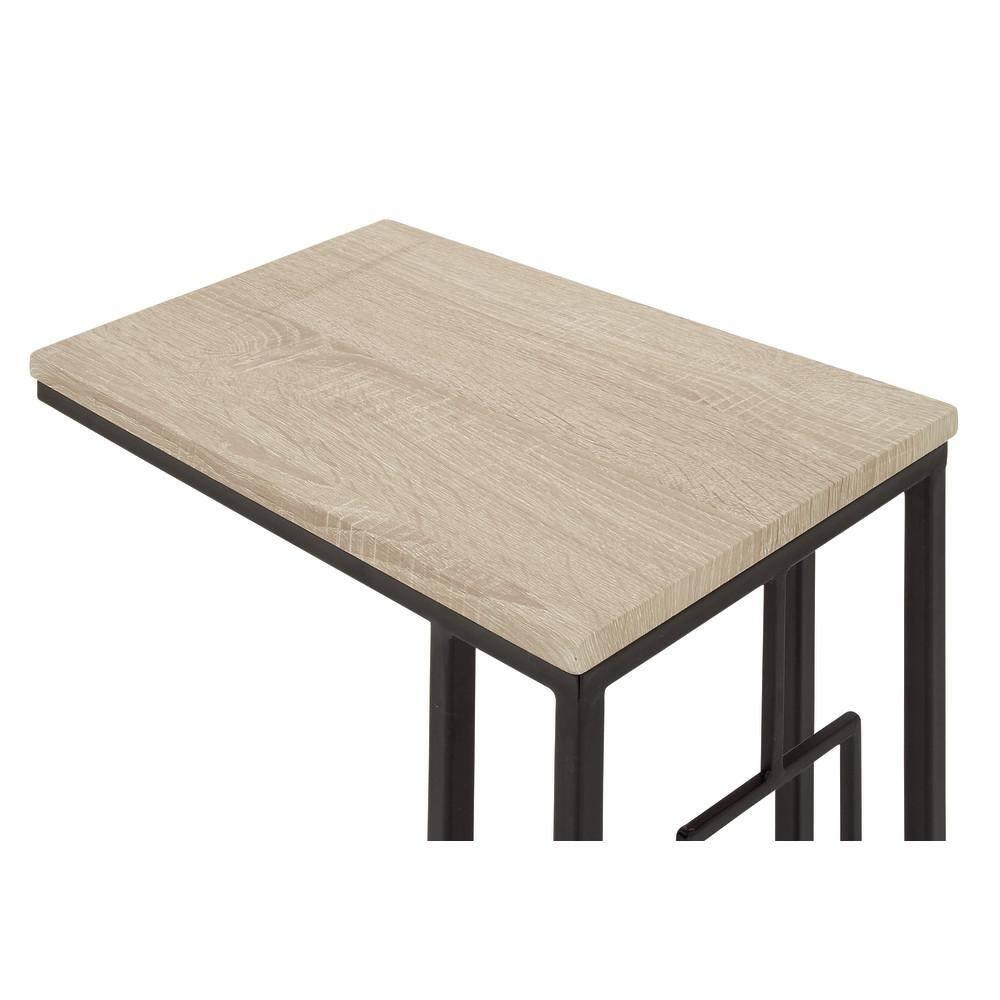 Olivia & May Contemporary Iron and Wood Accent Table Black: Sofa Side C-Table, Narrow Tray End Table