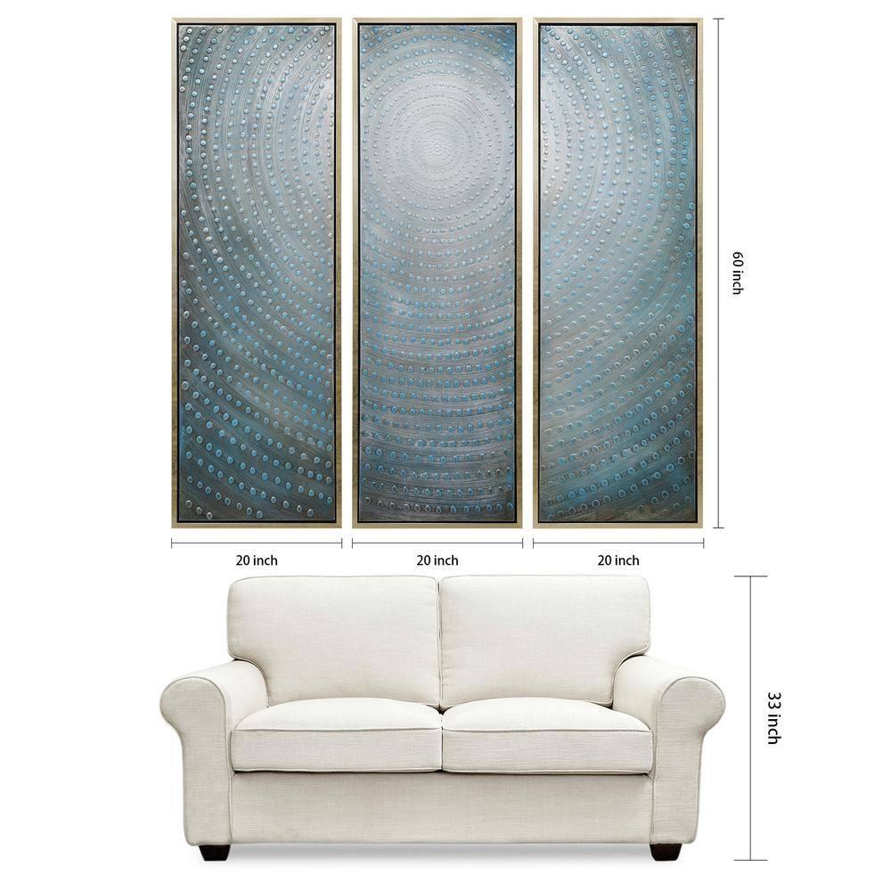 Empire Art Direct Concentric Textured Metallic Hand Painted Triptych Wall Art, 60" x 20" x 1.5", Ready to Hang