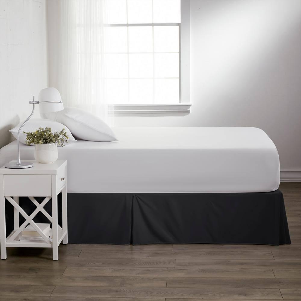 Ienjoy Home Home Collection Black Polyester Ruffled California king Bed Skirt