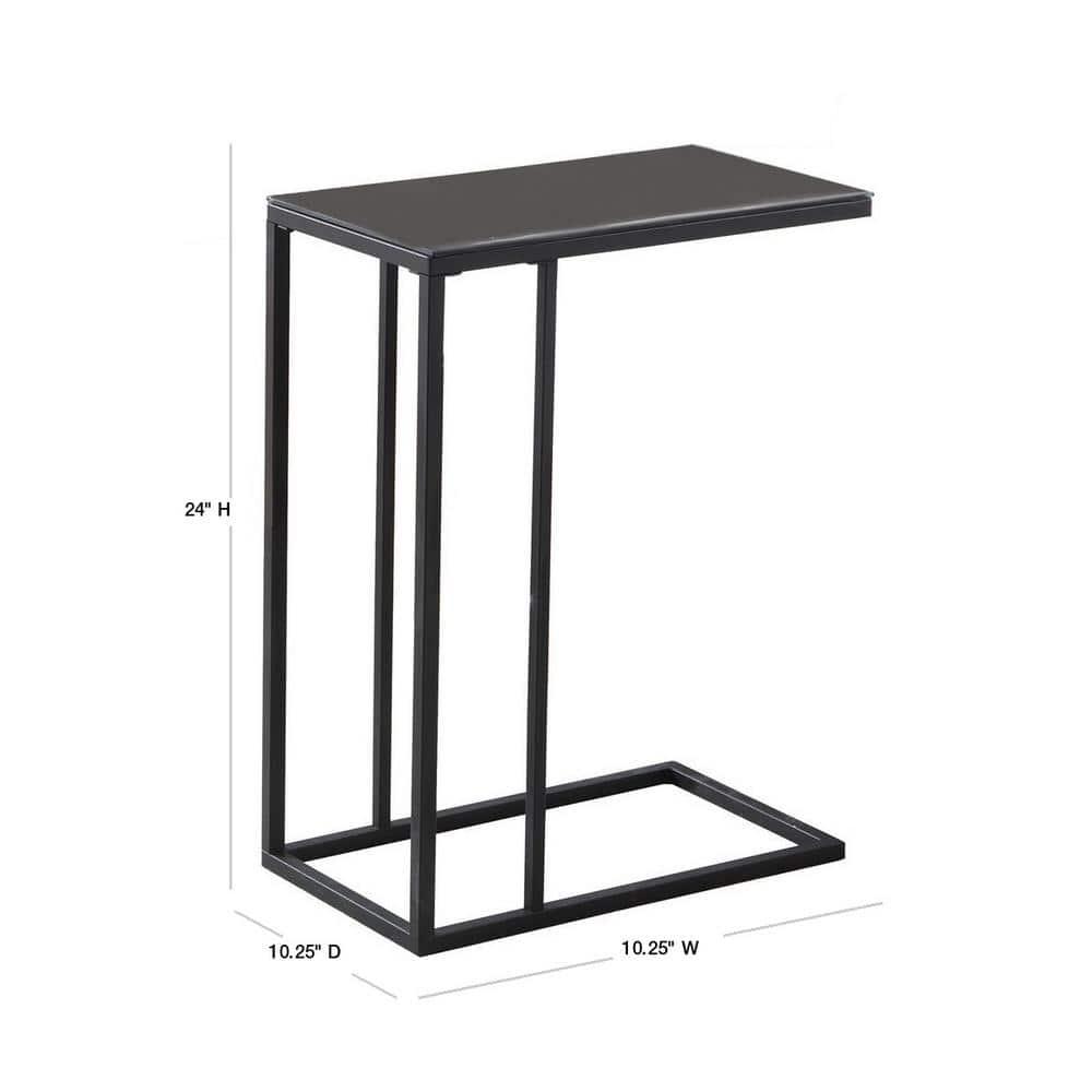Monarch Specialties Accent Table, C-shaped, End, Side, Snack, Bedroom, Black Tempered Glass