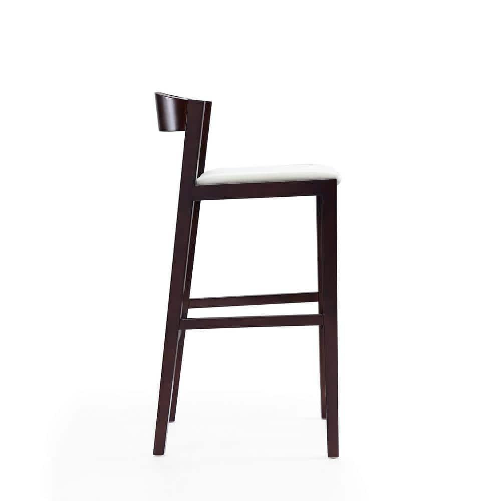 Set of 2 Klismos Upholstered Beech Wood Barstools Ivory - Manhattan Comfort: 30" Fixed Height, Foam Padded