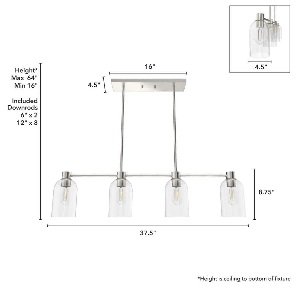 Hunter Fan Lochemeade 4 Light Linear Cylinder Pendant
